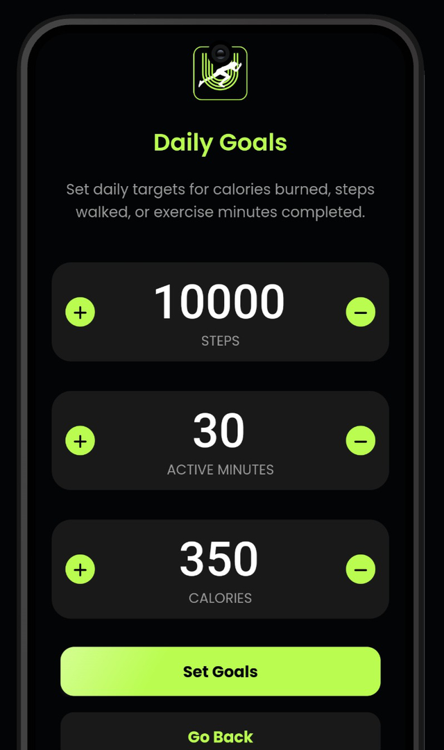 Unlock with Fitness daily goals screen with steps, active minutes and calories